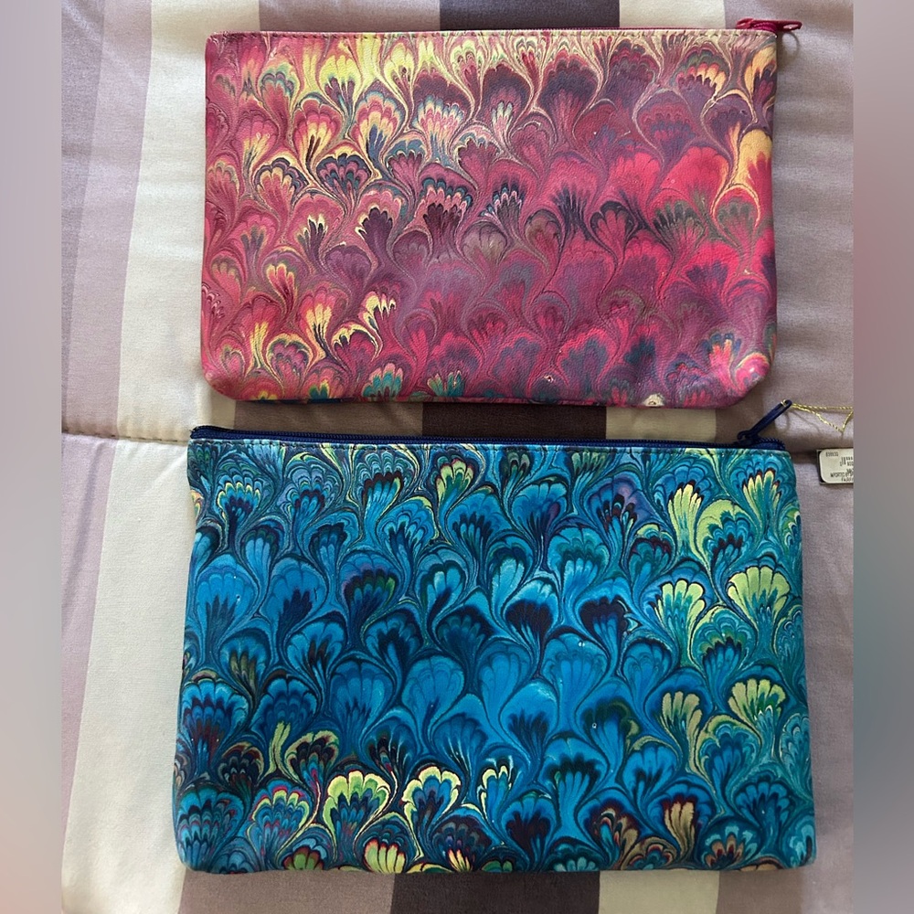 NWT Set of 2 Genuine Leather Pouches - made it Italy - NIQUEA.D
